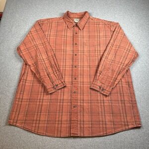 L.L.Bean XXL Tall Orange Plaid Button Up Shirt Cotton Men's Casual Grunge Y2K